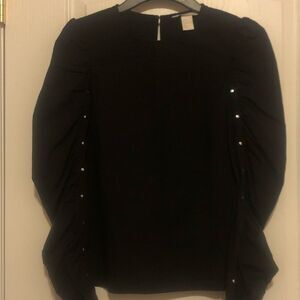 H&m Black Studded Top Size 4